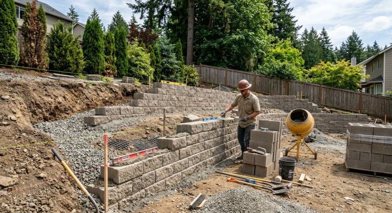 Block Retaining Wall Installation in Clermont, FL